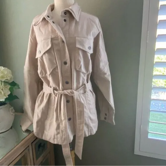 NWOT Free People Clyde Shirt Barn Jacket Brushed Cotton Large