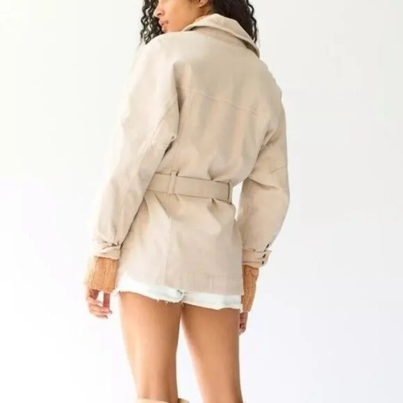 NWOT Free People Clyde Shirt Barn Jacket Brushed Cotton Large