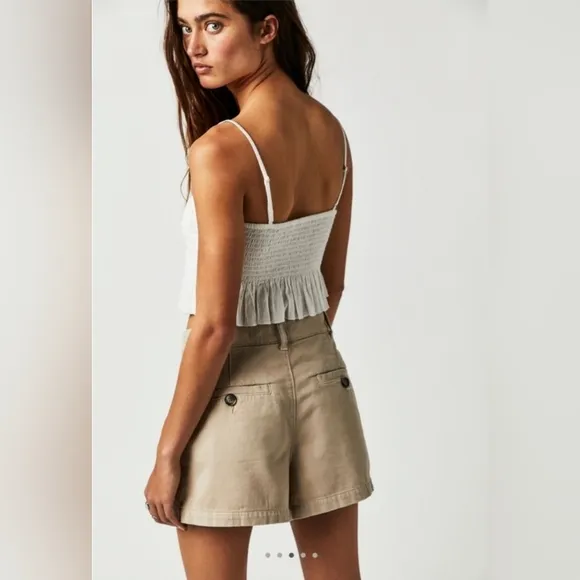 NWT Free People Billie Chino Shorts Almond Milk Size 8