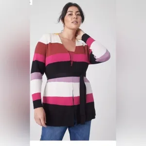 NWT Lane Bryant Plus Classic Long-Sleeve Belted Jacquard Overpiece