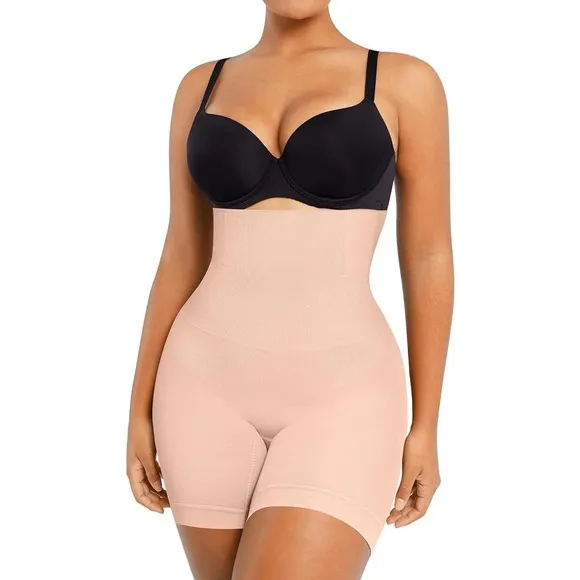 NWT! Shapellx PowerConceal High Waist Sculpting Shorts BEIGE M/L