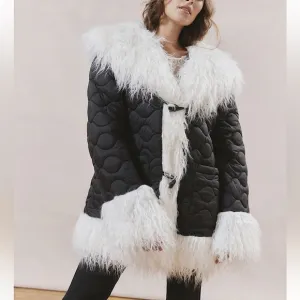 NWT UO Quilted Faux Fur Fuzzy Trimmed Long Jackets