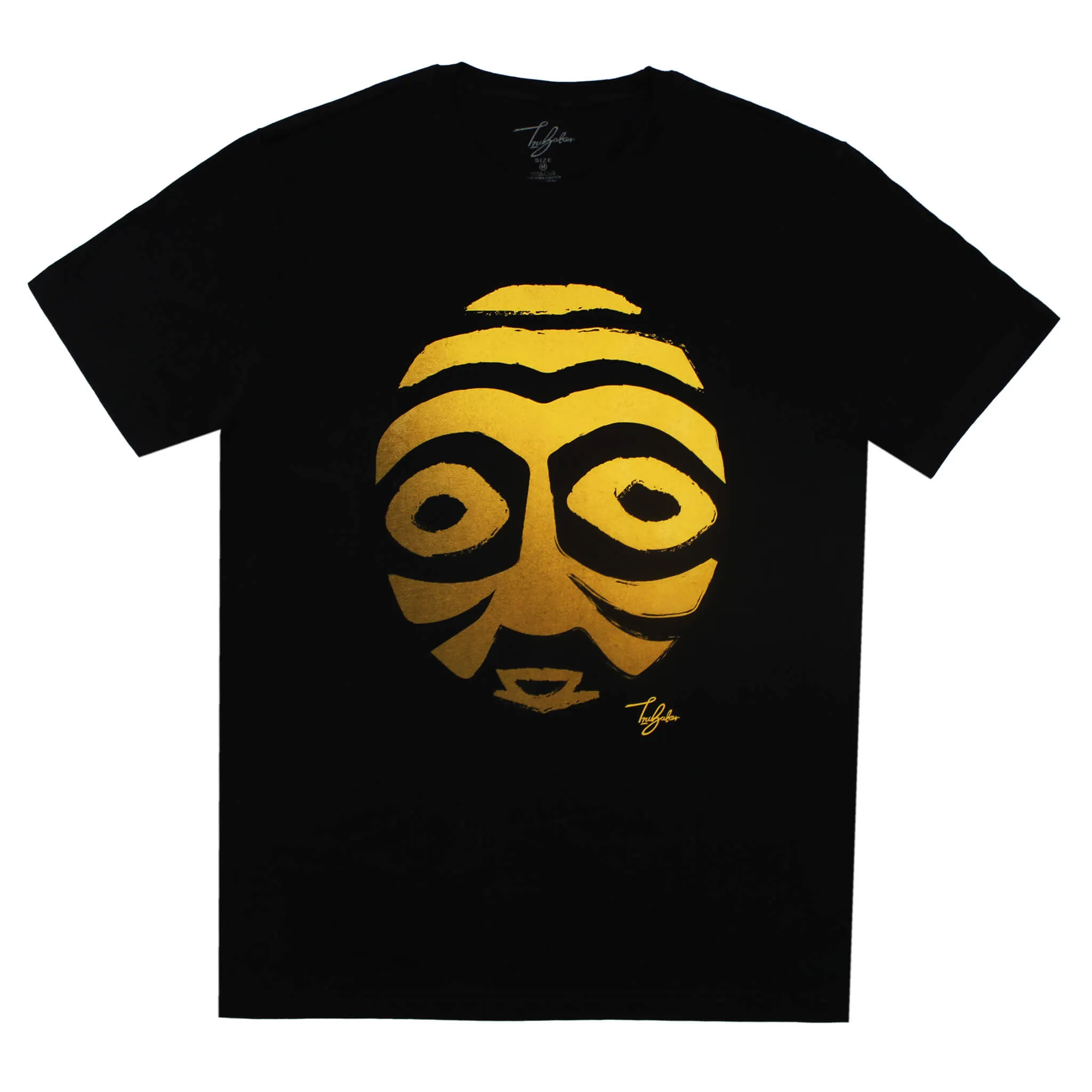 OBUASI GOLD WARRIOR MASK WITH BLACK EYES (UNISEX SHORT SLEEVE T-SHIRT)