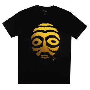 OBUASI GOLD WARRIOR MASK WITH BLACK EYES (UNISEX SHORT SLEEVE T-SHIRT)