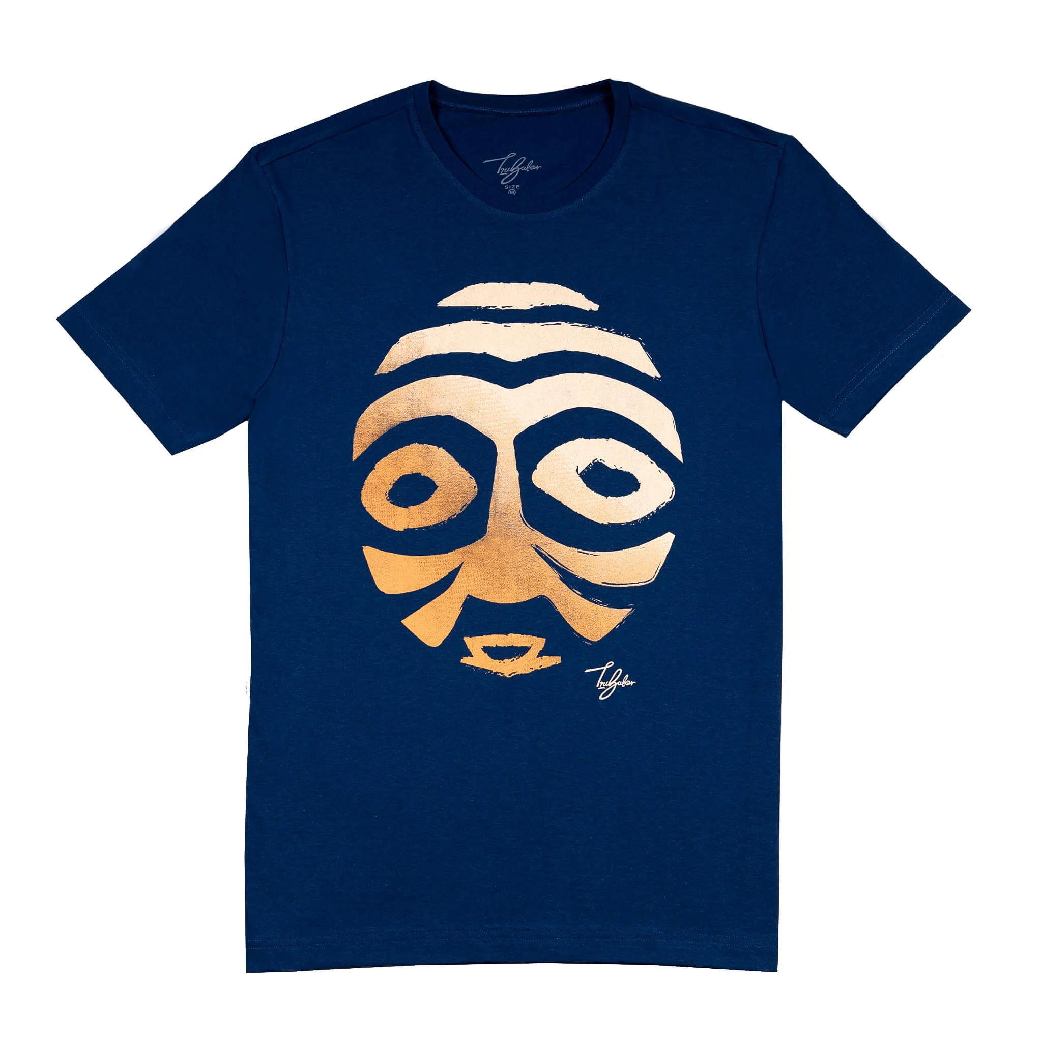 OBUASI GOLD WARRIOR MASK WITH BLACK EYES (UNISEX SHORT SLEEVE T-SHIRT)