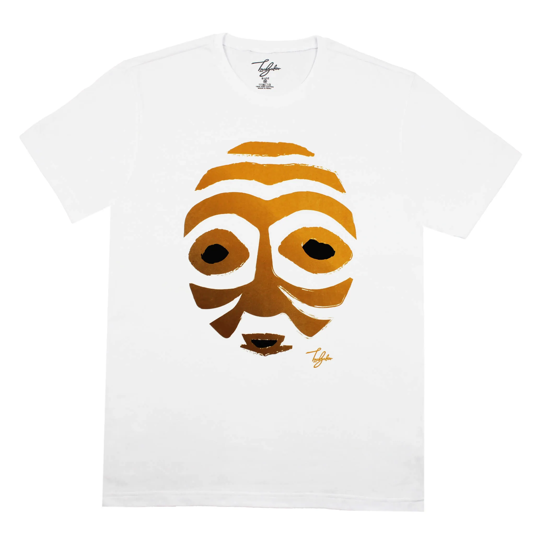 OBUASI GOLD WARRIOR MASK WITH BLACK EYES (UNISEX SHORT SLEEVE T-SHIRT)