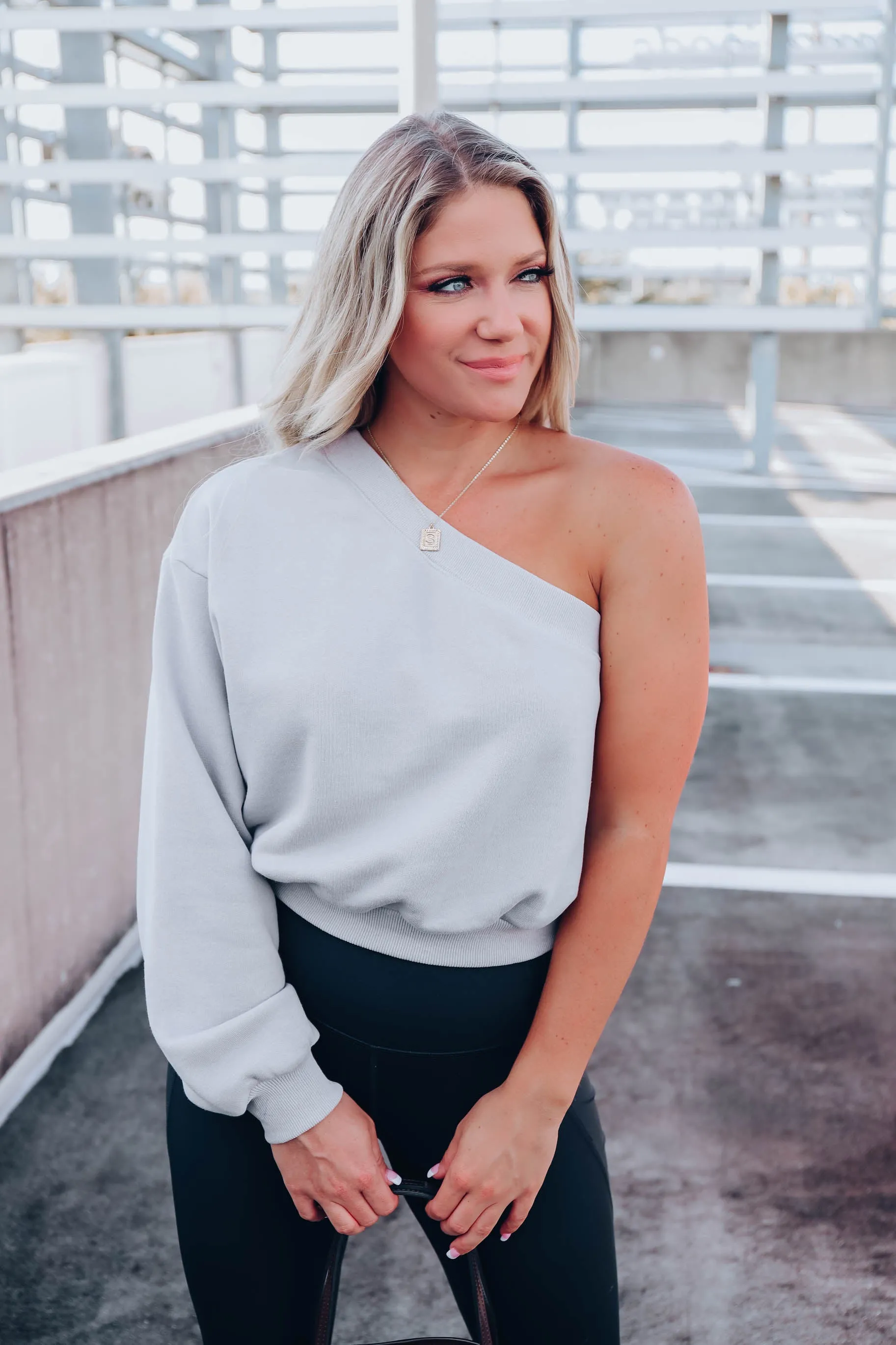 Odyssey One Shoulder Sweat Shirt - Gray