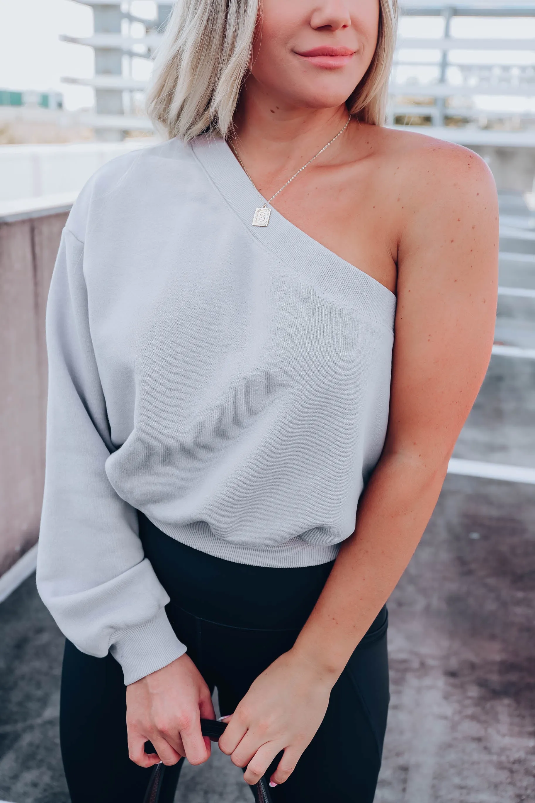 Odyssey One Shoulder Sweat Shirt - Gray