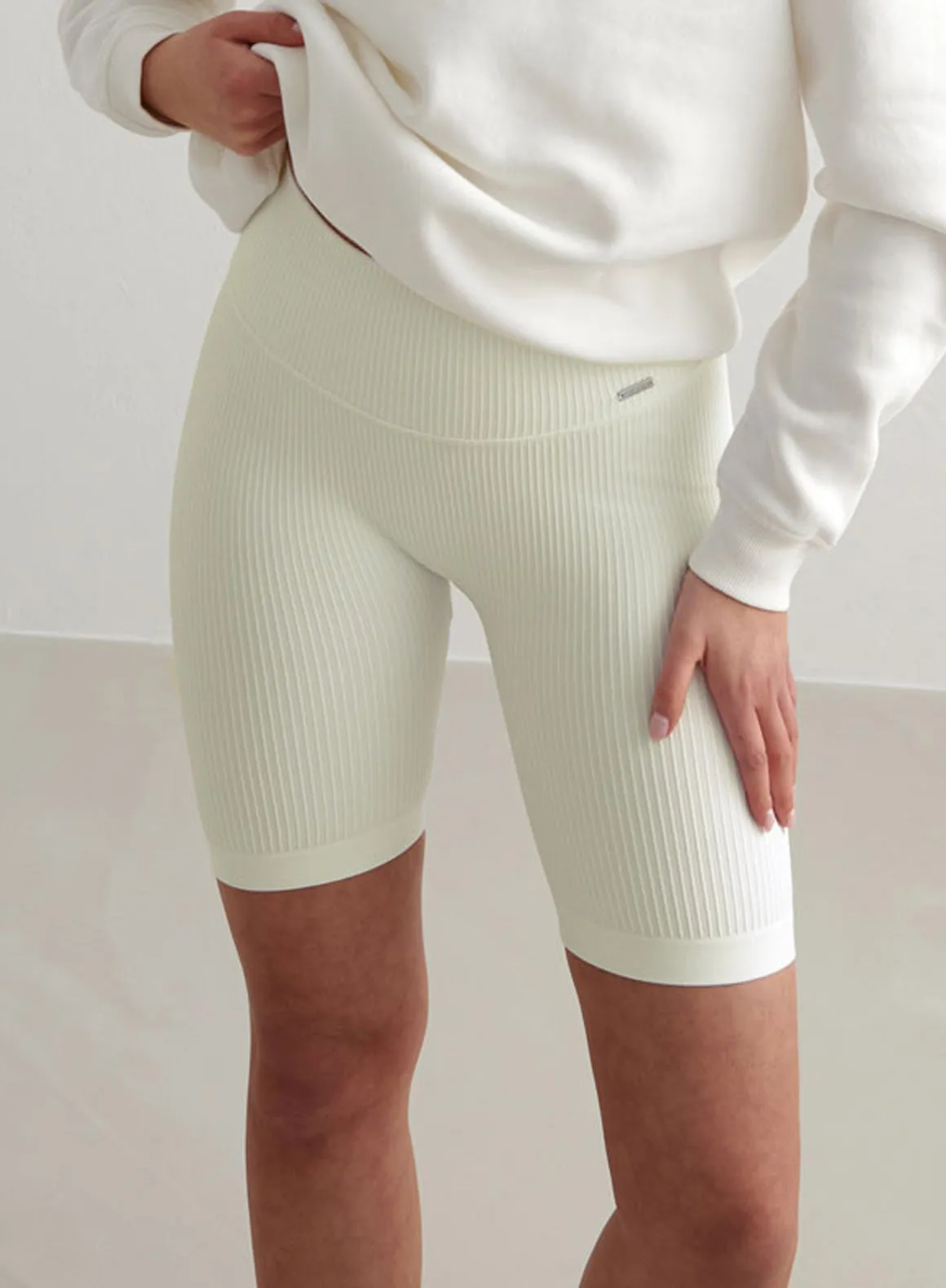 Off-White Ribbed Seamless Biker Shorts