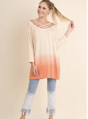 Ombre Tunic Top - Coral