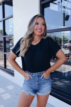 On-The-Go Side Slit Top - Black
