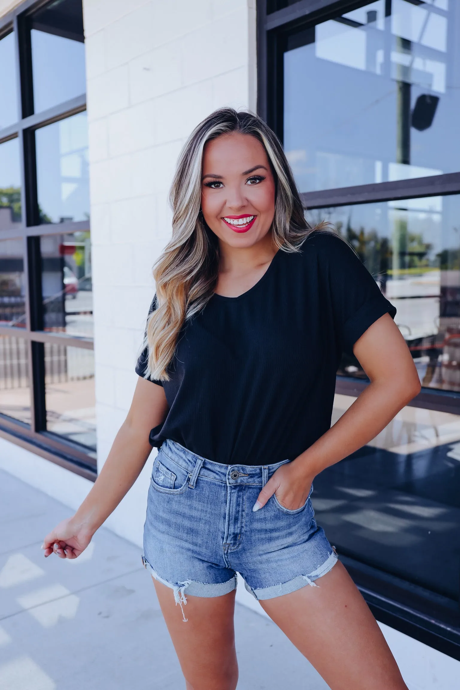 On-The-Go Side Slit Top - Black