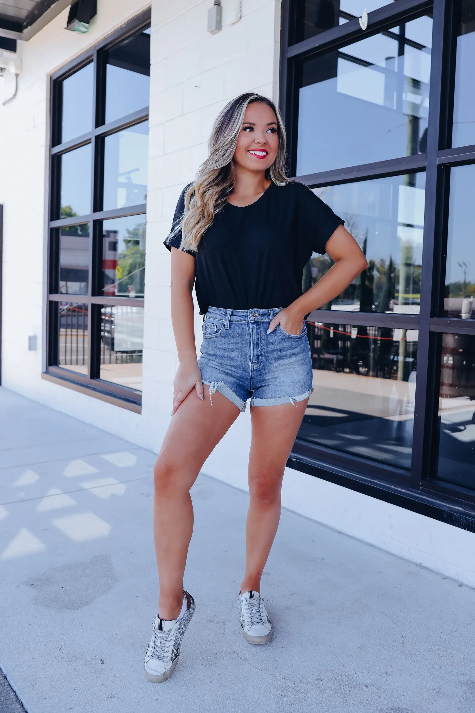On-The-Go Side Slit Top - Black