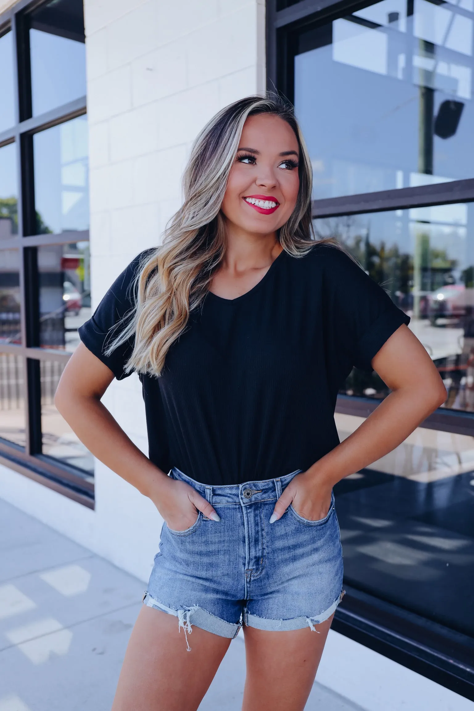 On-The-Go Side Slit Top - Black