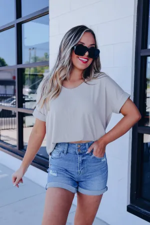 On-The-Go Side Slit Top - Tan