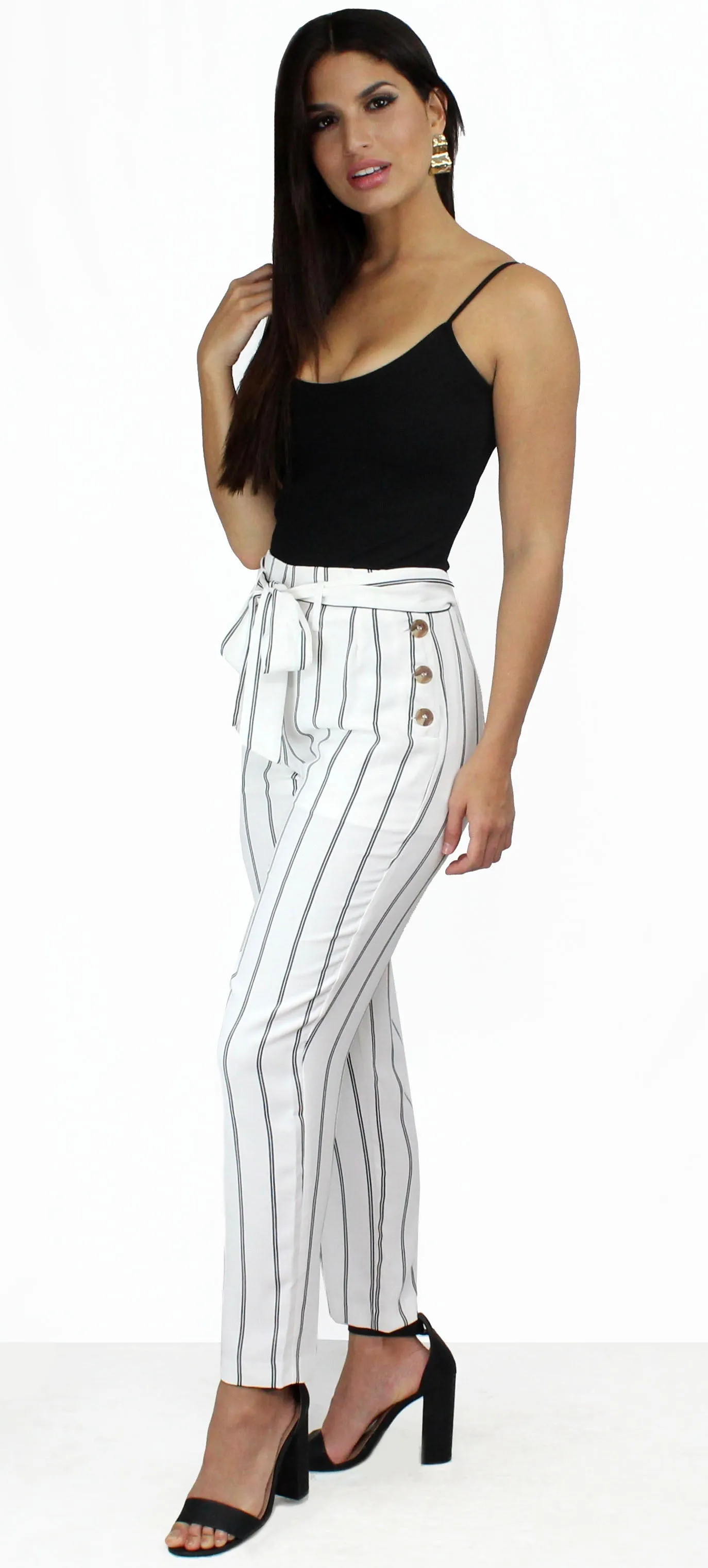 On the Road Stripes White Pants