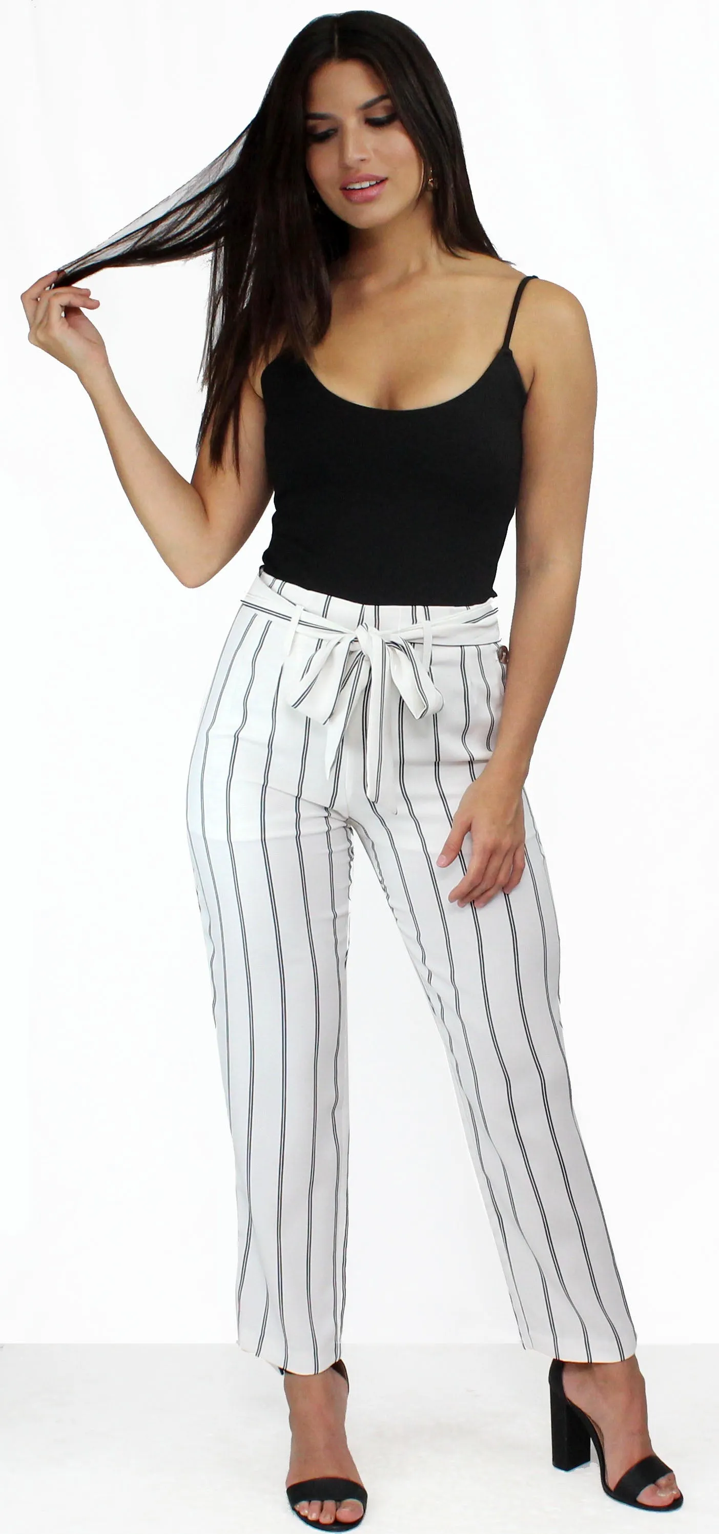On the Road Stripes White Pants