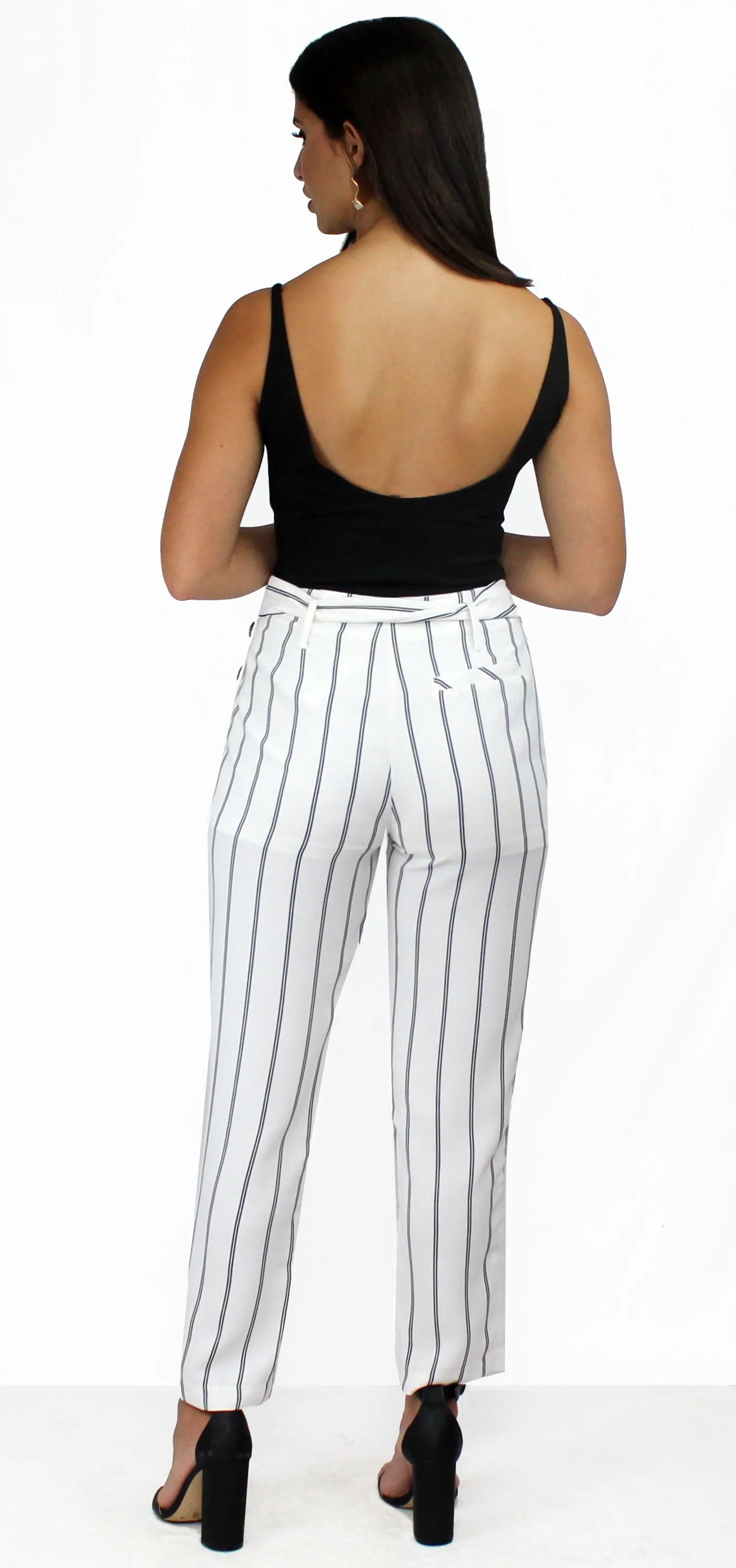 On the Road Stripes White Pants