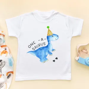 One A Saurus Fist Birthday T Shirt