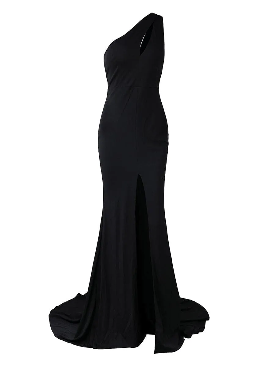 One Shoulder Cutout Wedding Guest Dress MS011
