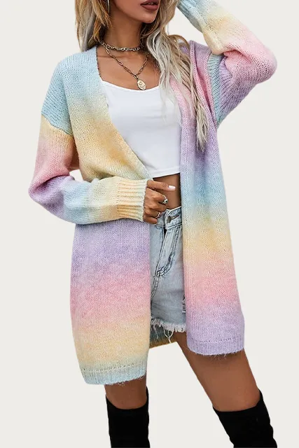 OPEN-FRONT RAINBOW CARDIGAN