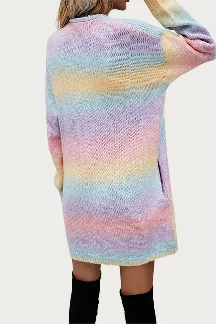 OPEN-FRONT RAINBOW CARDIGAN