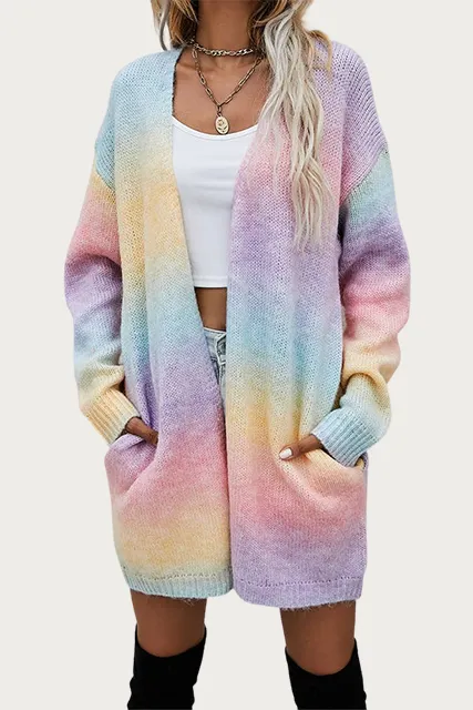 OPEN-FRONT RAINBOW CARDIGAN