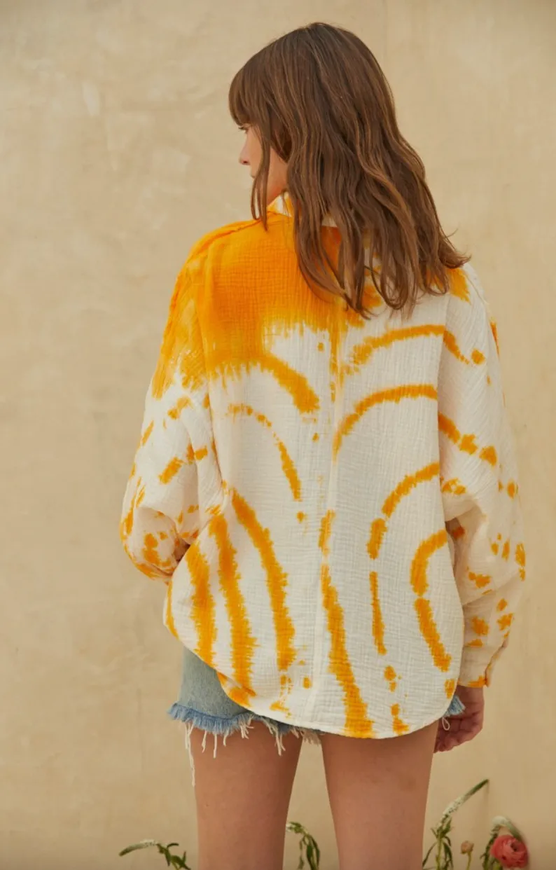 Orange & Ivory Tie Dye Blouse