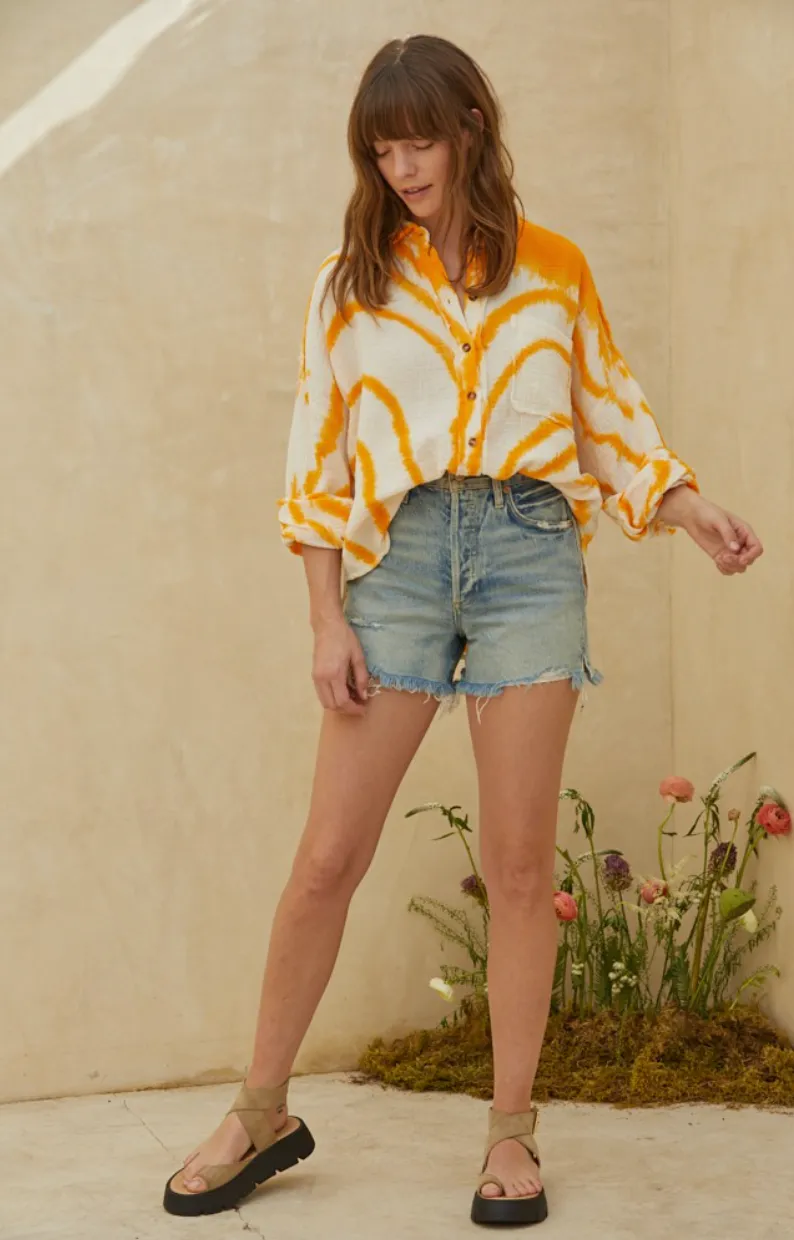 Orange & Ivory Tie Dye Blouse
