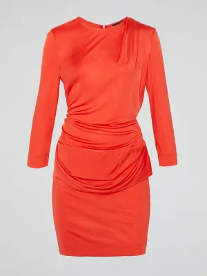Orange Draped Mini Dress