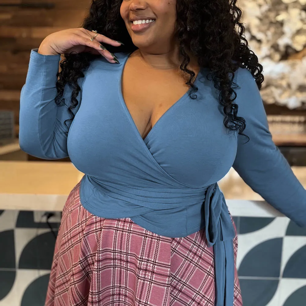 Organic Cotton Wrap Top - Denim