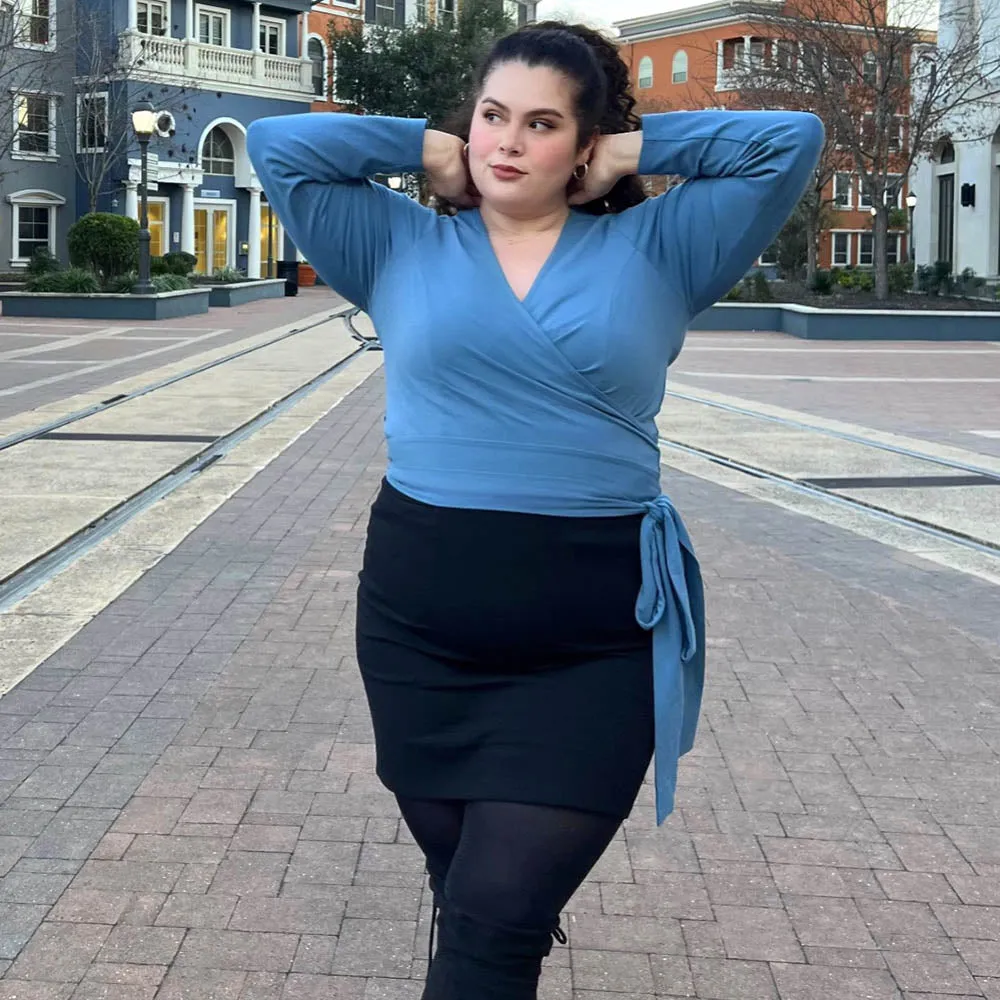 Organic Cotton Wrap Top - Denim