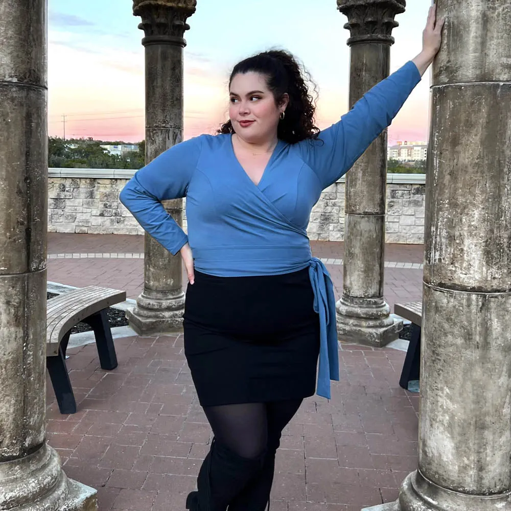 Organic Cotton Wrap Top - Denim