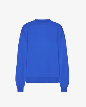 Organic Oversized Crew Sweater in sapphire blue
