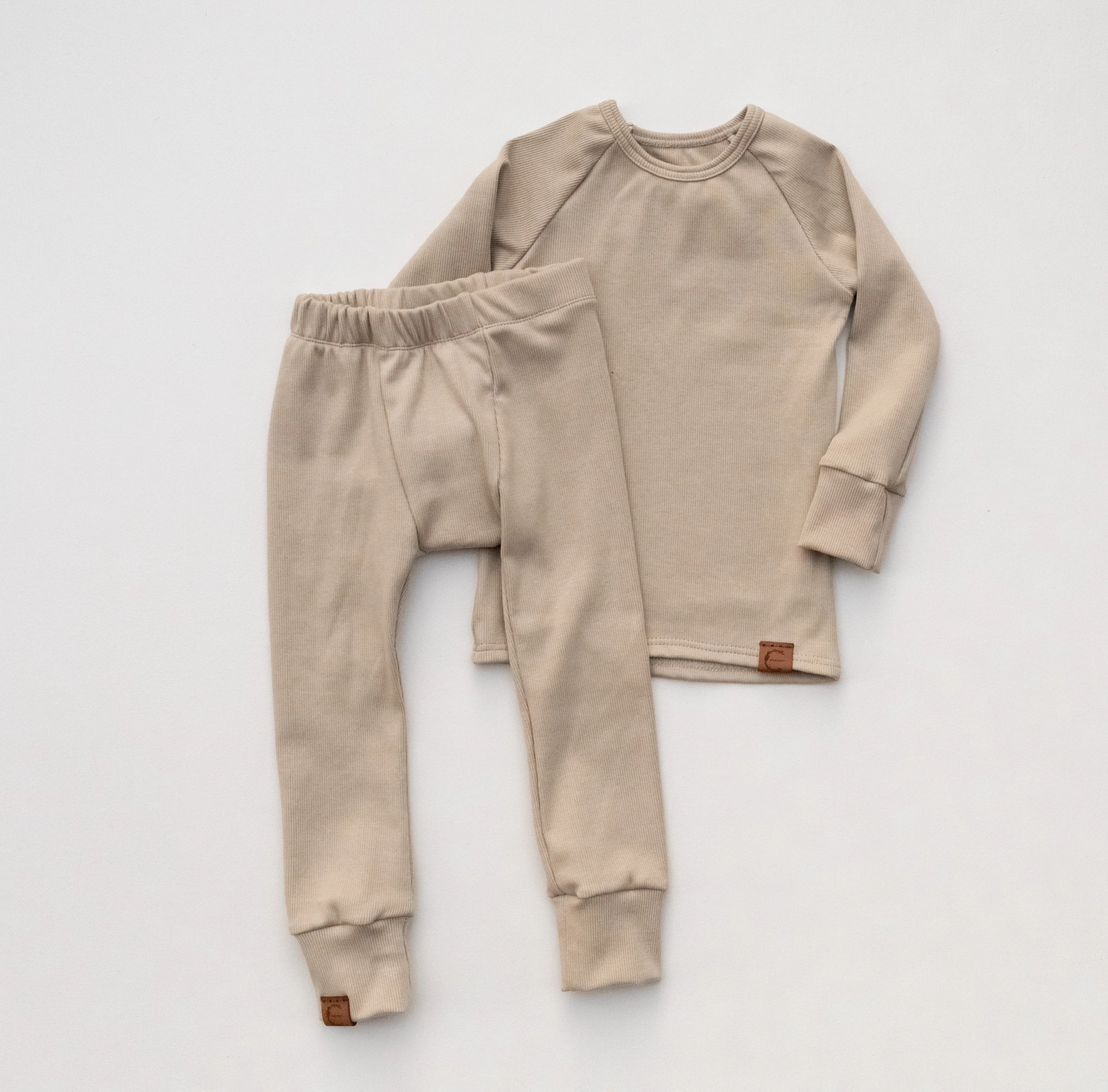 Organic Rib Knit Lounge Pants - Wheat