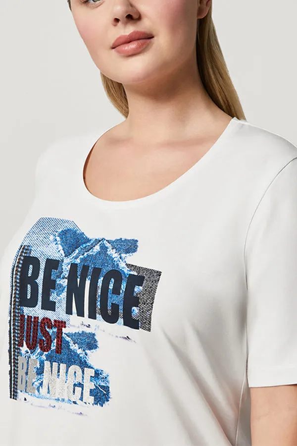 OSCURI "BE NICE" COTTON JERSEY T-SHIRT