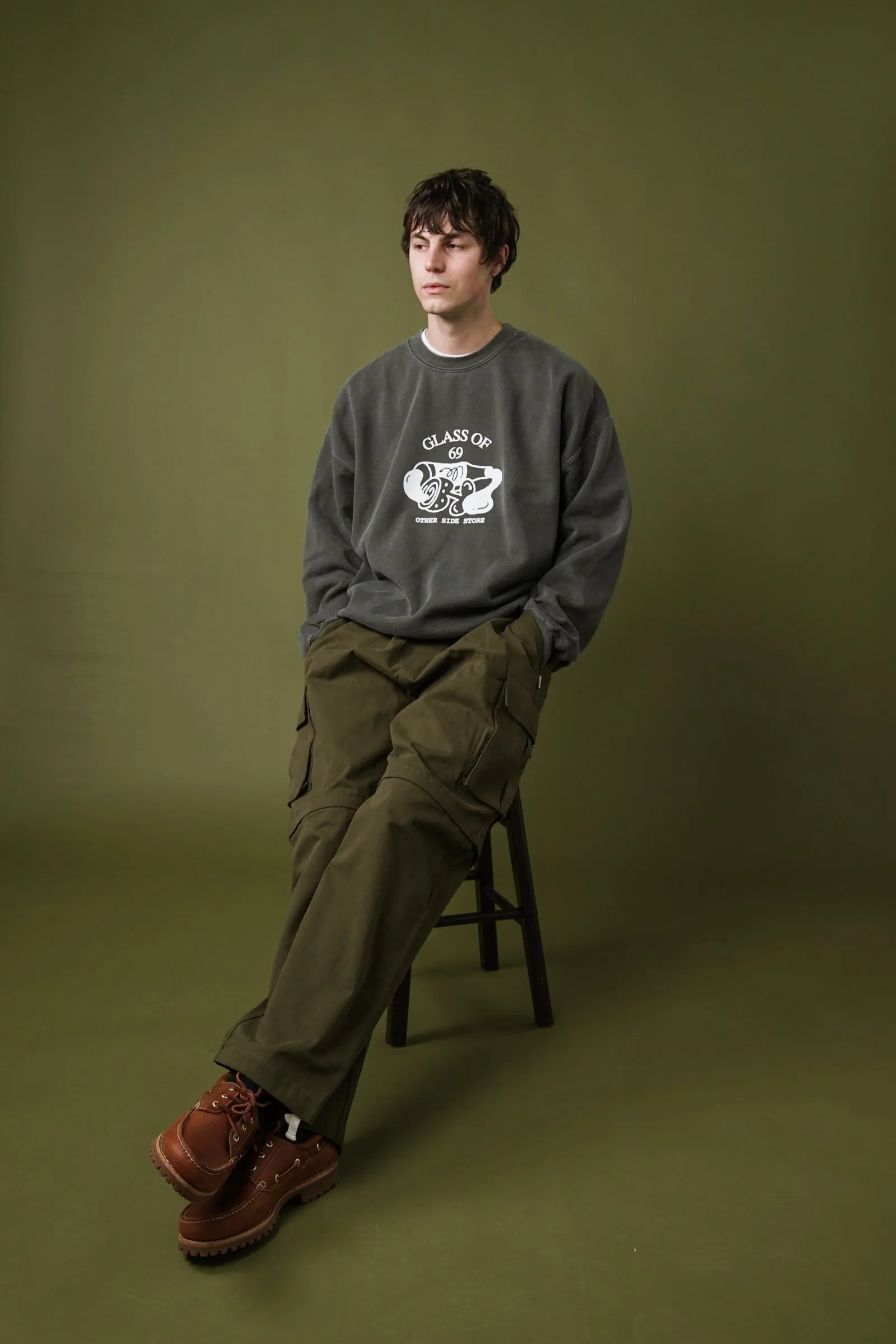 Other Side Store 'Glass of 69' Vintage Washed Sweater - Charcoal