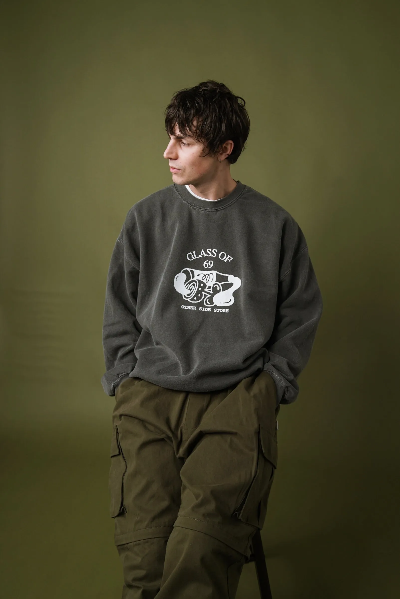 Other Side Store 'Glass of 69' Vintage Washed Sweater - Charcoal