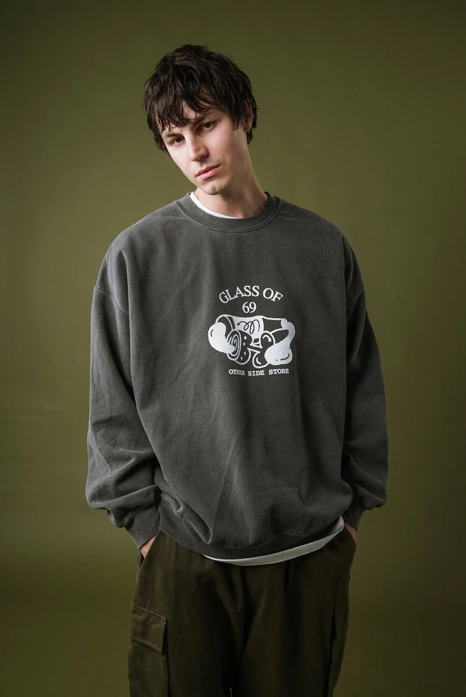 Other Side Store 'Glass of 69' Vintage Washed Sweater - Charcoal