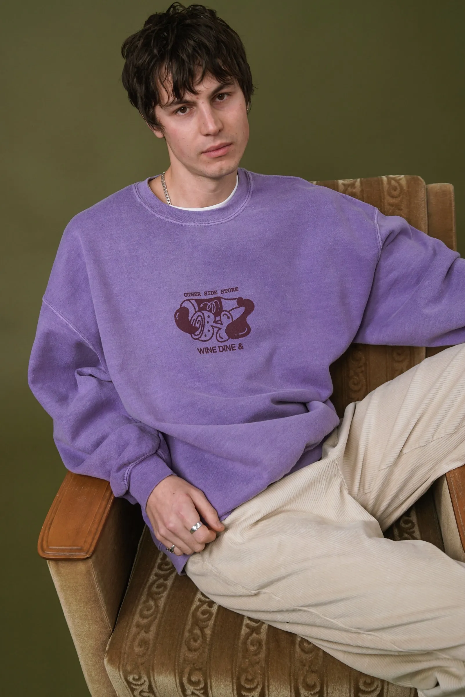 Other Side Store 'Wine, Dine &' Vintage Washed Sweater - Orchid