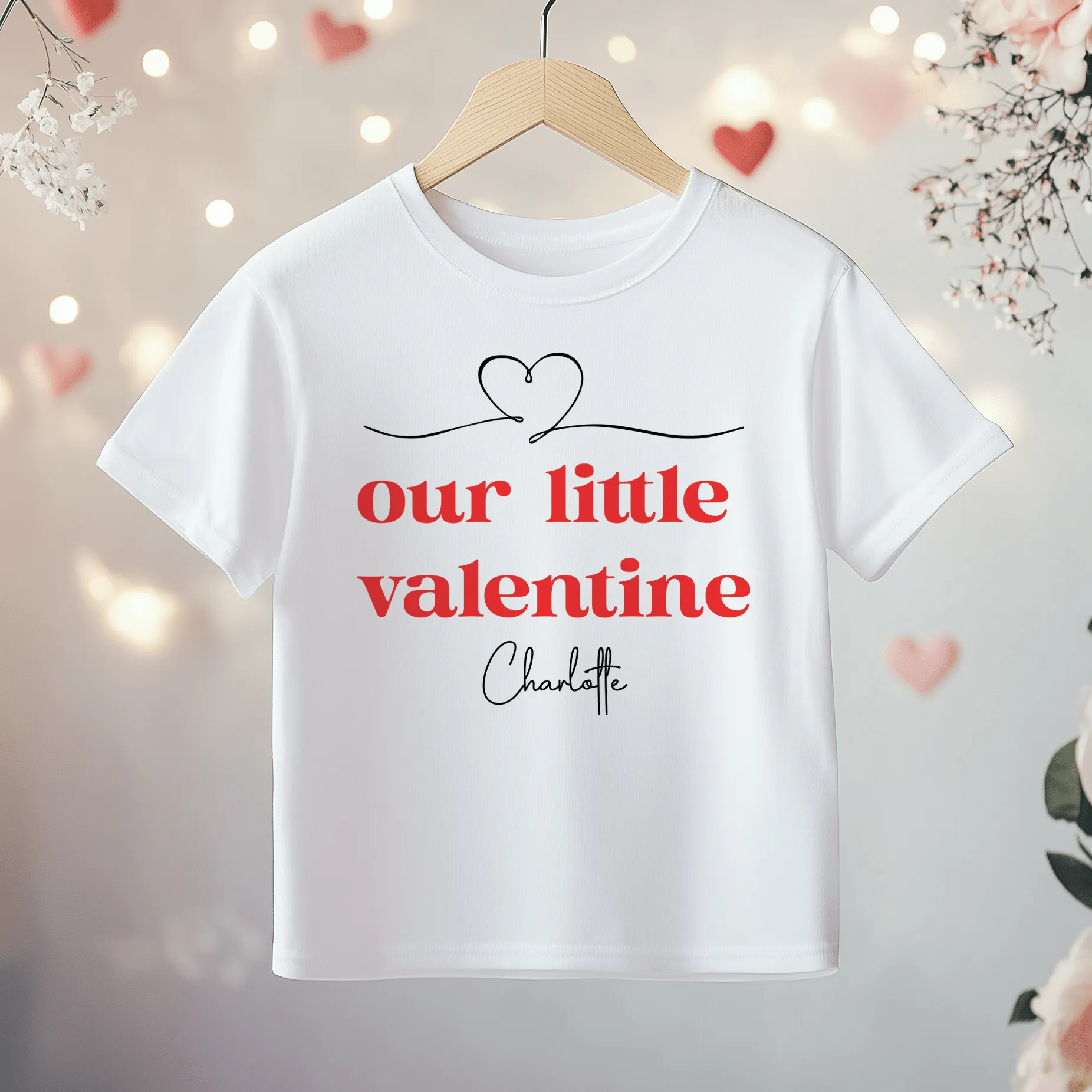 Our Little Valentine Personalised Name Toddler & Kids T Shirt