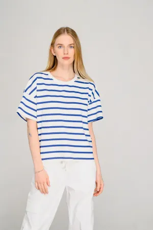 Oversized denim striped T-shirt