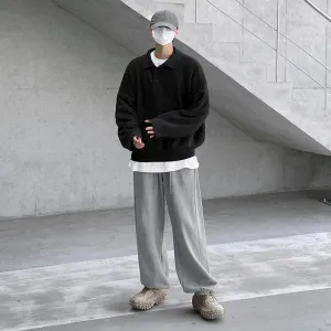 Oversized Knit Polo Shirt