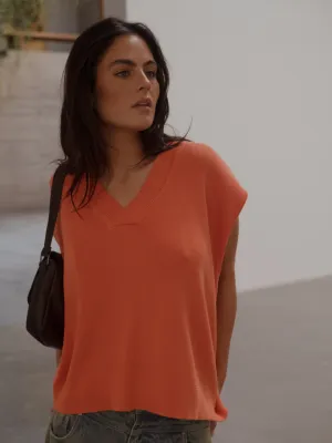 OVERSIZED KNITTED VEST - BRIGHT ORANGE