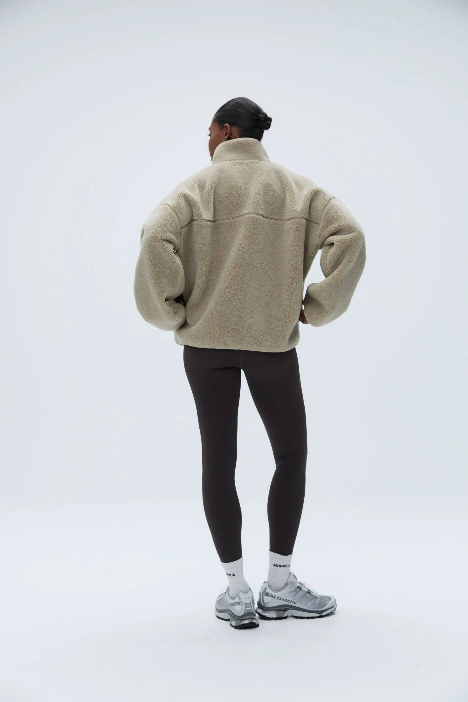Oversized Pocket Zip Through Fleece - Sand