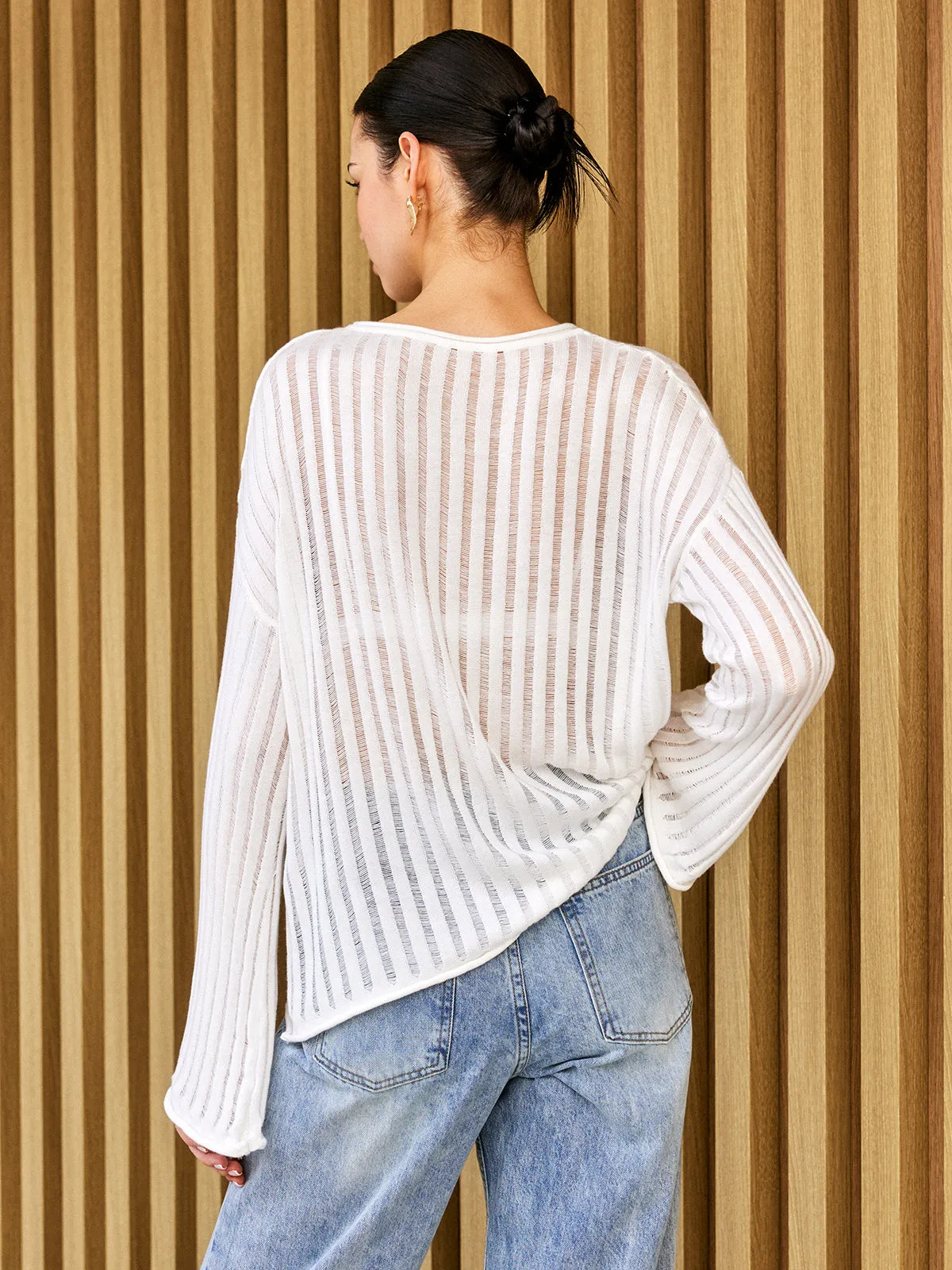 Oversized Semi-Sheer Long Sleeve Sweater