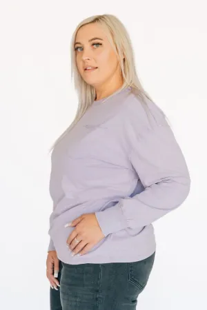Oversized Washed Long Sleeve Pocket Tee - Lavender