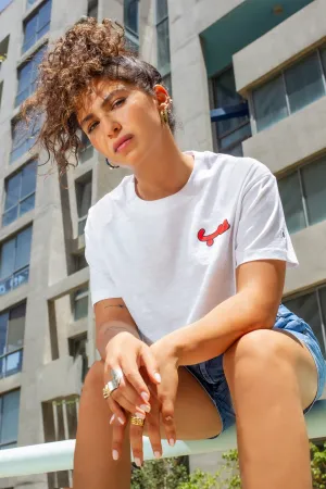 Oversized White Crop Top حب