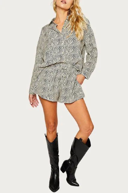 OVERSIZED ZEBRA-PRINT TEXTURED SHIRT
