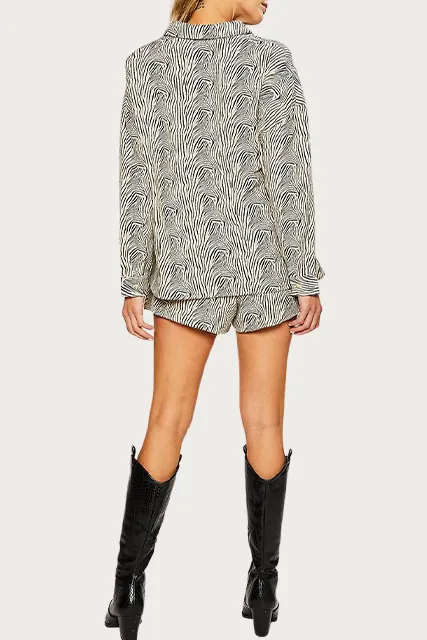 OVERSIZED ZEBRA-PRINT TEXTURED SHIRT